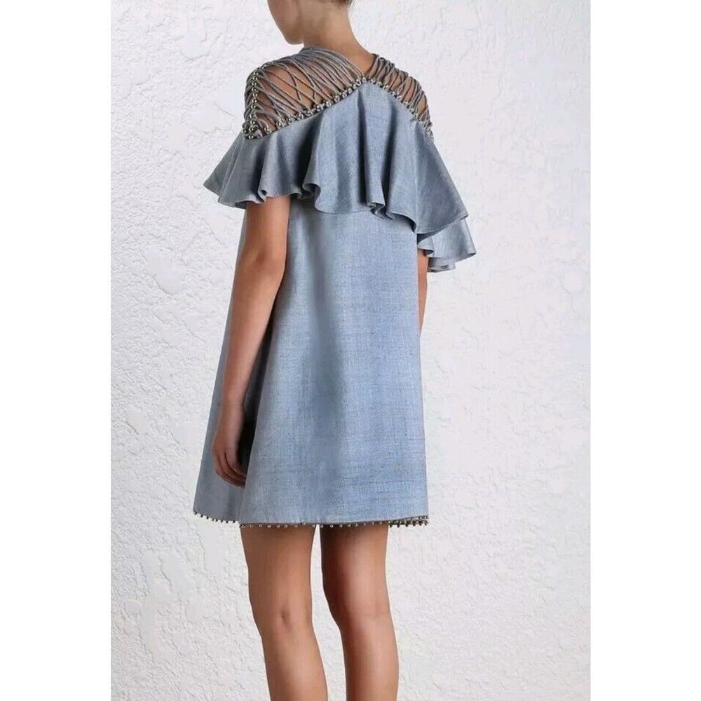 RARE $1900 Zimmermann Havoc Lattice Silk Flounce Dress Sz US 4/ Small /0 - Picture 7 of 16